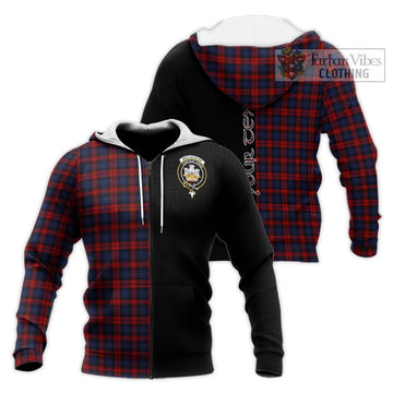 MacLachlan (McLachlan) Tartan Knitted Hoodie with Family Crest and Half Of Me Style