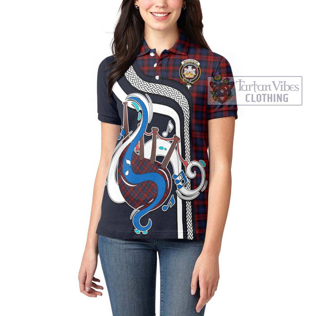 MacLachlan (McLachlan) Tartan Women's Polo Shirt with Epic Bagpipe Style - Tartanvibesclothing Shop