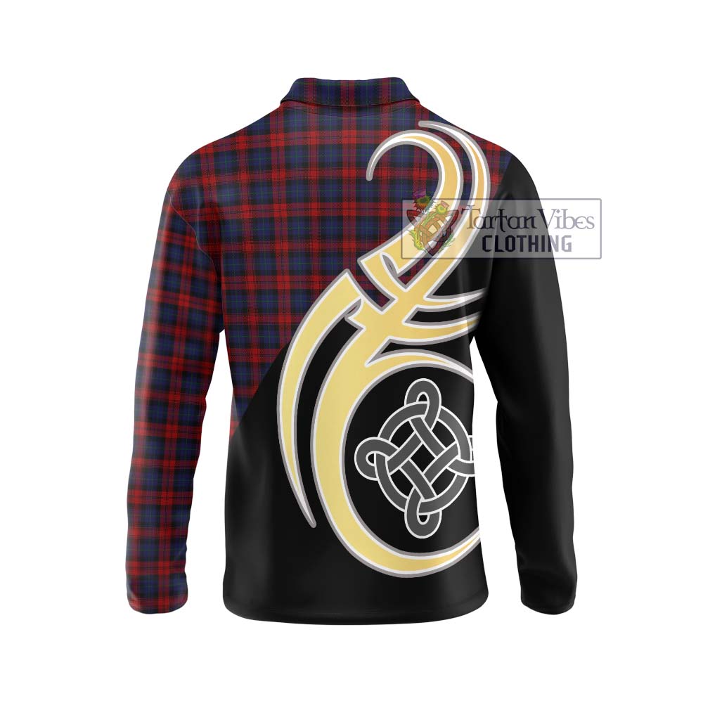 MacLachlan (McLachlan) Tartan Long Sleeve Polo Shirt with Family Crest and Celtic Symbol Style - Tartan Vibes Clothing