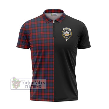 MacLachlan (McLachlan) Tartan Zipper Polo Shirt with Family Crest and Half Of Me Style