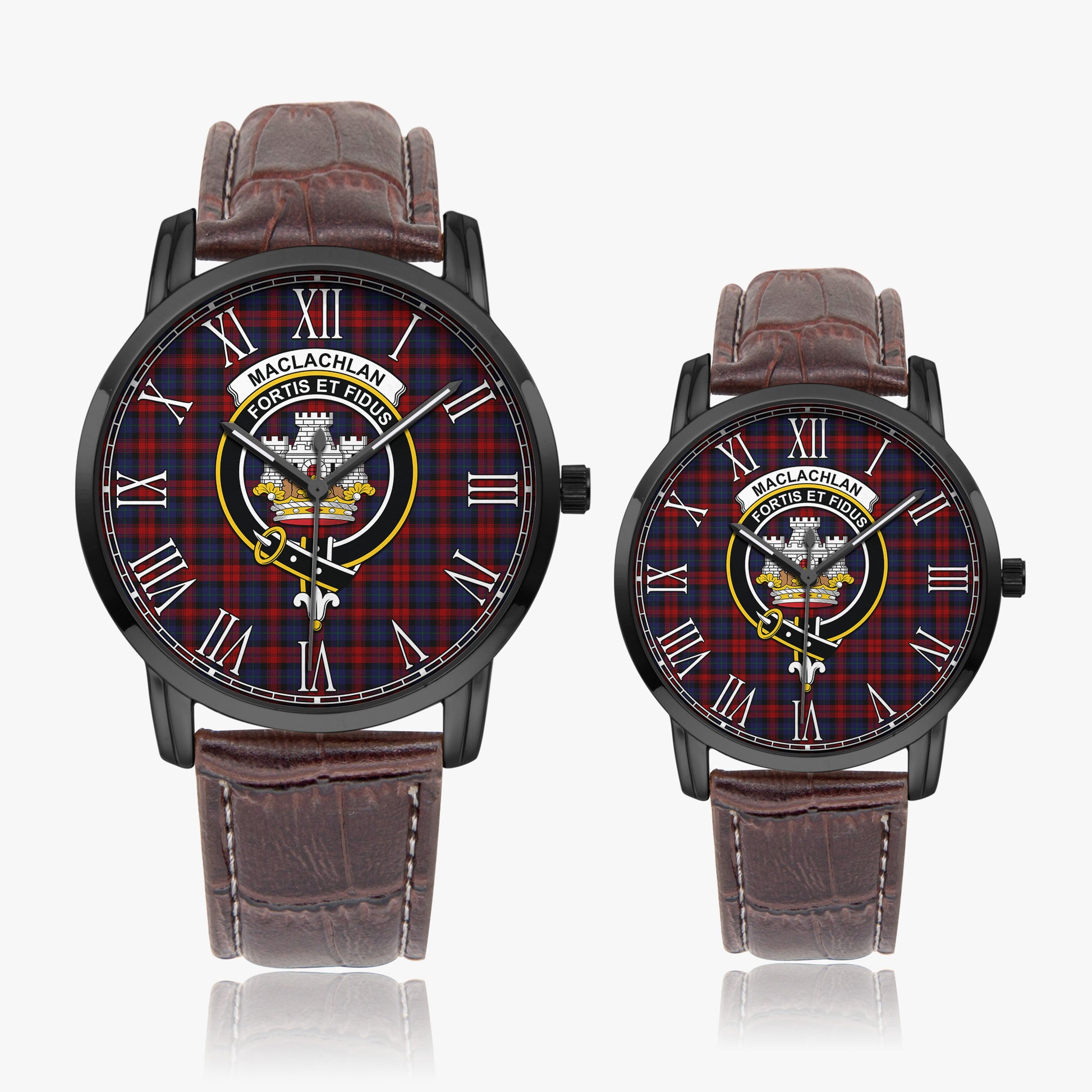 MacLachlan Tartan Family Crest Leather Strap Quartz Watch - Tartanvibesclothing