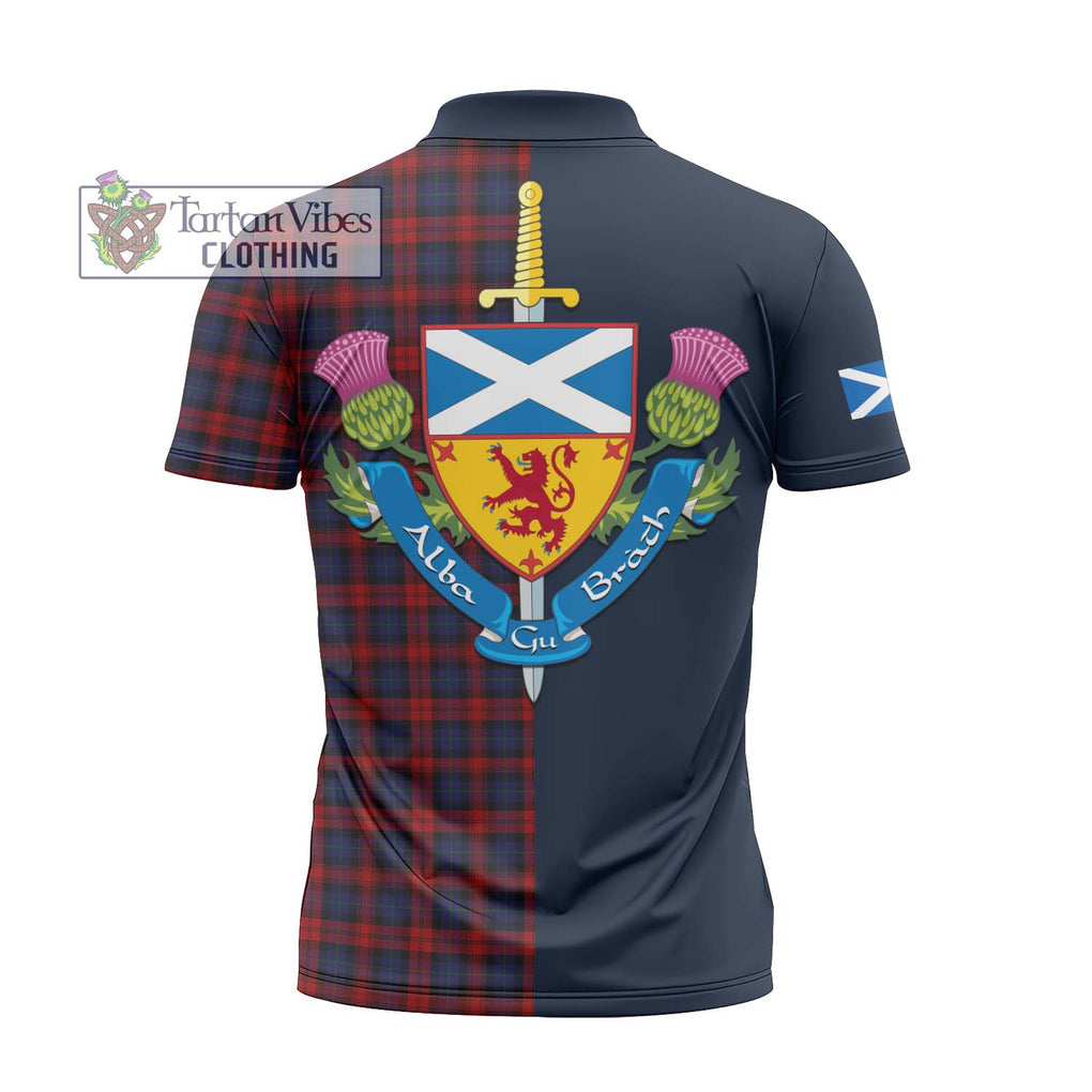 Tartan Vibes Clothing MacLachlan Tartan Zipper Polo Shirt with Scottish Lion Royal Arm Half Style