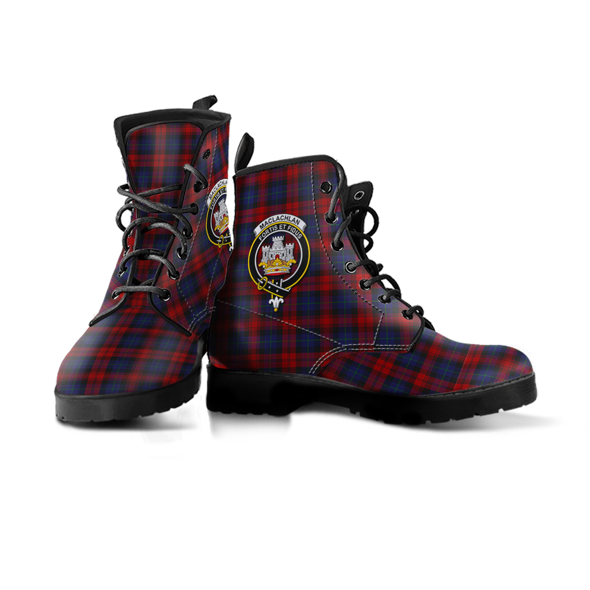 MacLachlan (McLachlan) Tartan Leather Boots with Family Crest - Tartan Vibes Clothing