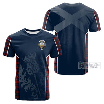 MacLachlan (McLachlan) Tartan Cotton T-shirt with Family Crest and Scottish Thistle Vibes Sport Style