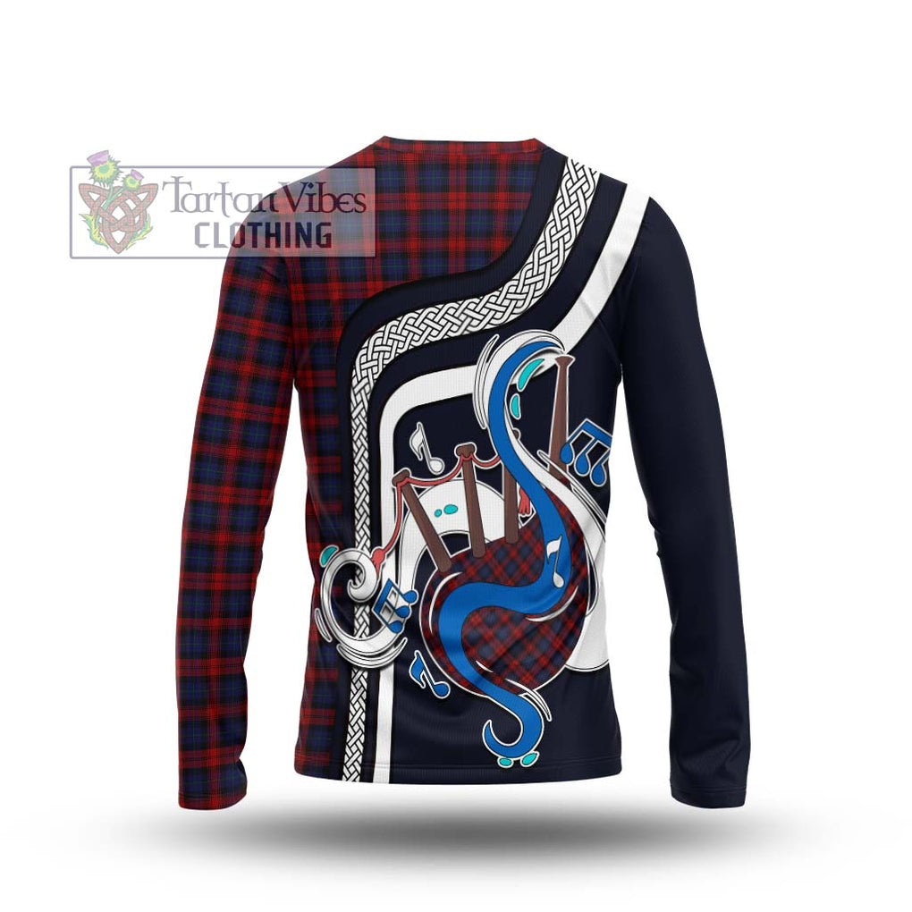 Tartan Vibes Clothing MacLachlan Tartan Long Sleeve T-Shirt with Epic Bagpipe Style