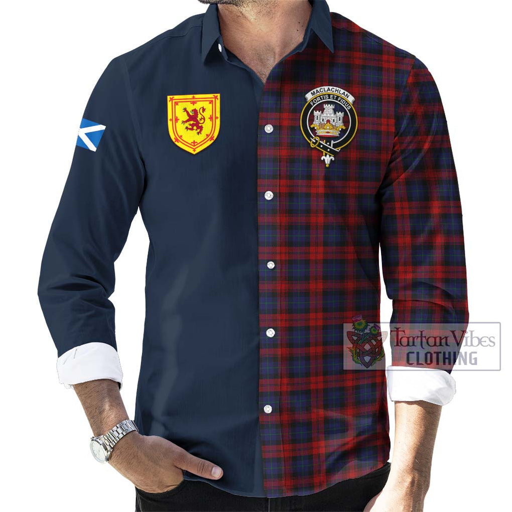 MacLachlan (McLachlan) Tartan Long Sleeve Button Shirt Alba with Scottish Lion Royal Arm Half Style Men's Shirt - Tartan Vibes Clothing