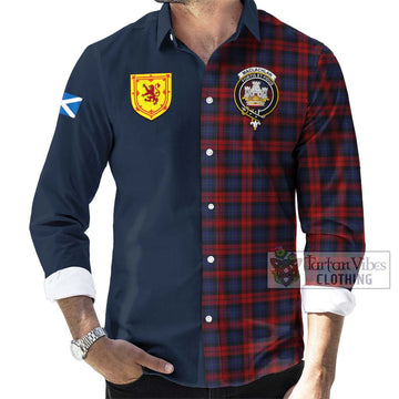 MacLachlan (McLachlan) Tartan Long Sleeve Button Shirt Alba with Scottish Lion Royal Arm Half Style