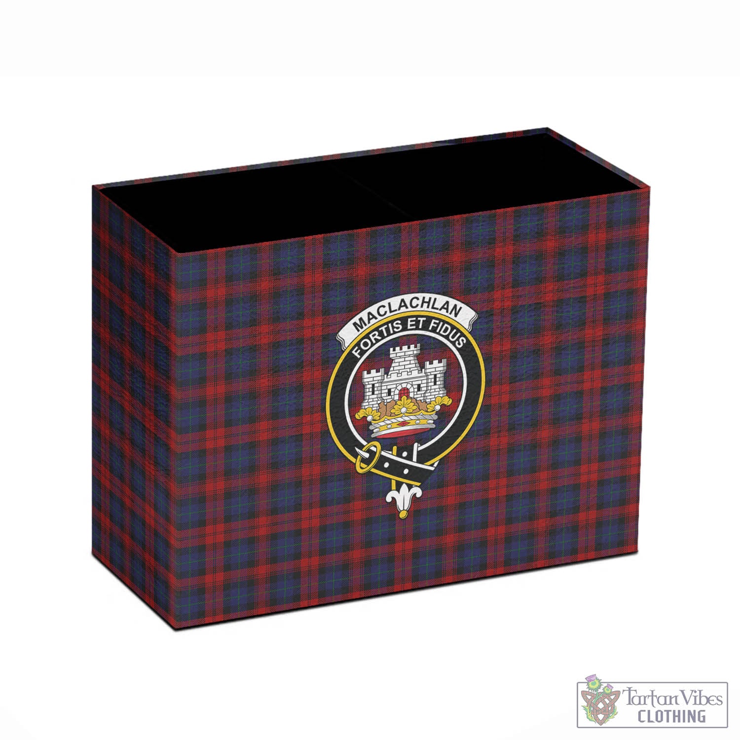 Tartan Vibes Clothing MacLachlan Tartan Pen Holder with Family Crest