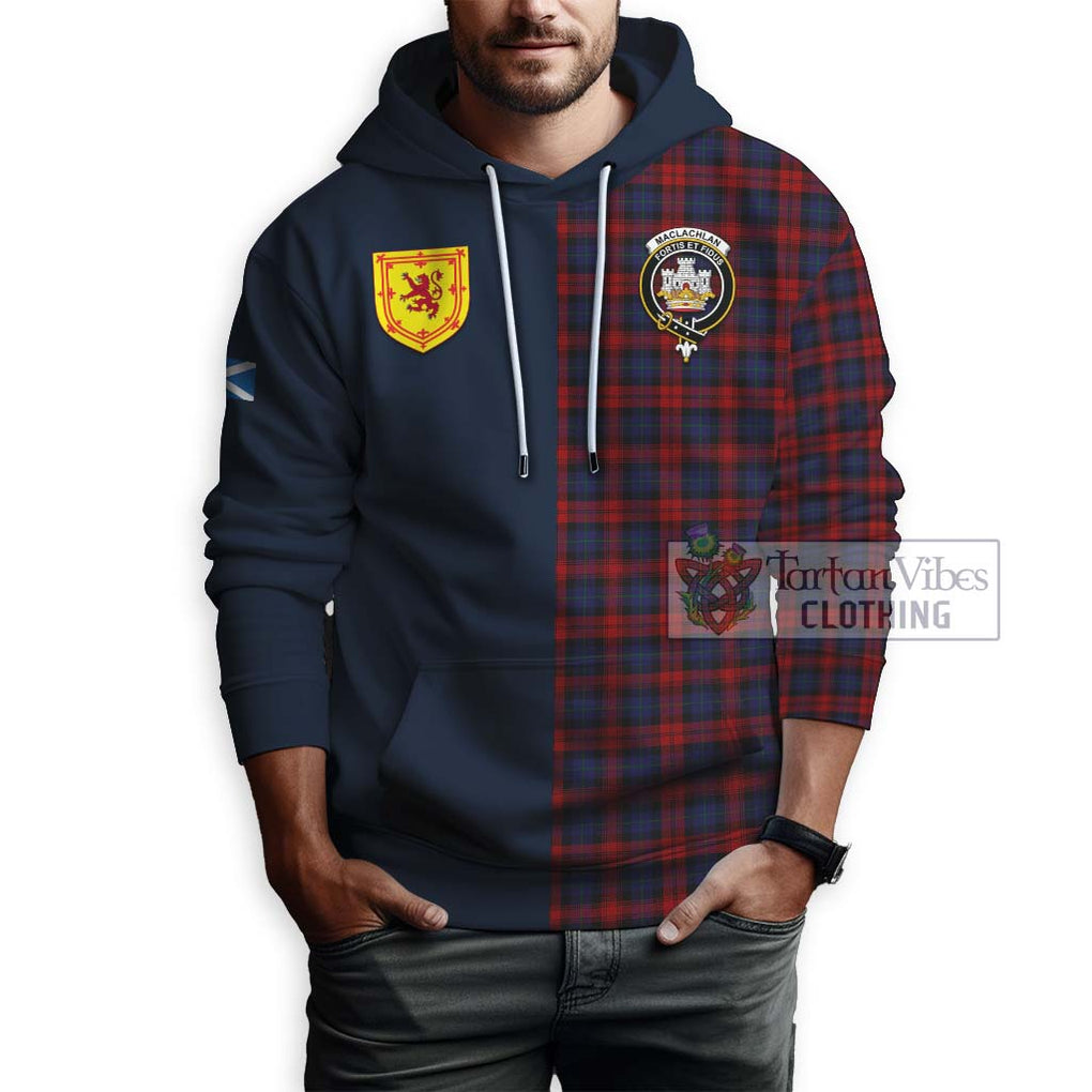 Tartan Vibes Clothing MacLachlan Tartan Hoodie with Scottish Lion Royal Arm Half Style