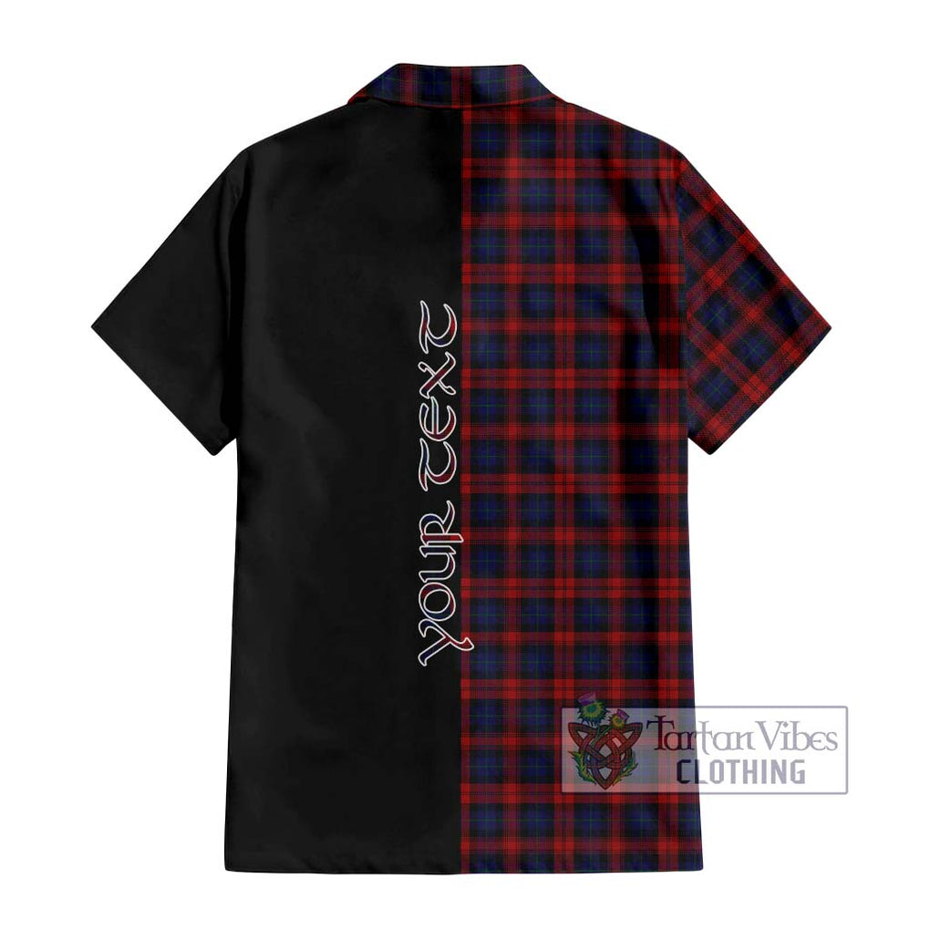 MacLachlan (McLachlan) Tartan Short Sleeve Button Shirt with Family Crest and Half Of Me Style - Tartanvibesclothing Shop