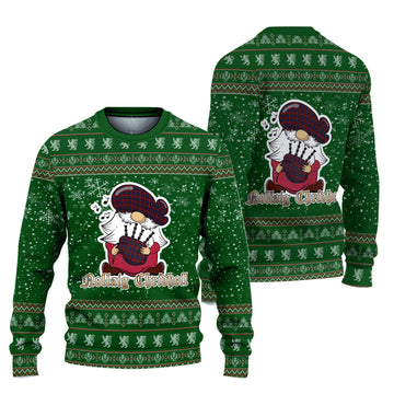 MacLachlan (McLachlan) Clan Christmas Family Ugly Sweater with Funny Gnome Playing Bagpipes