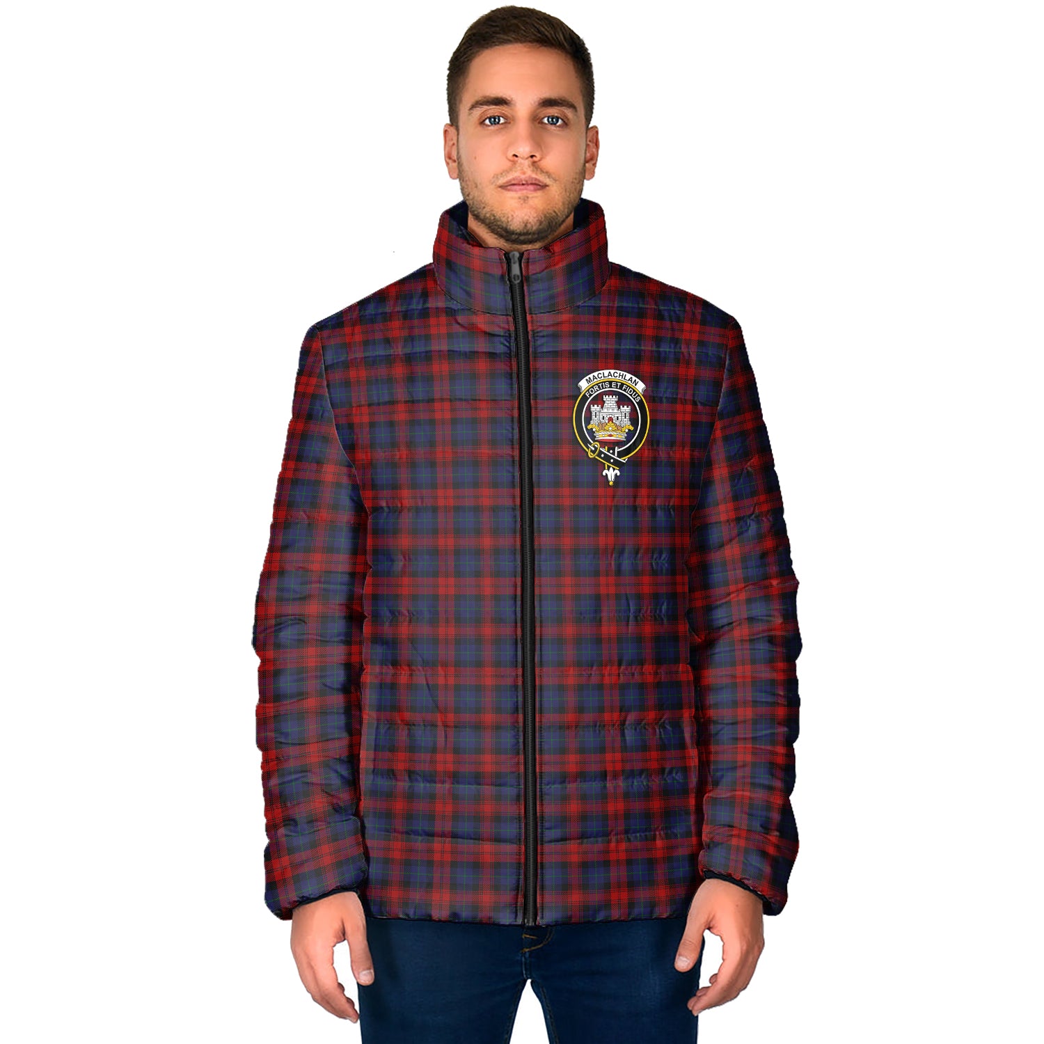 MacLachlan (McLachlan) Tartan Padded Jacket with Family Crest - Tartan Vibes Clothing