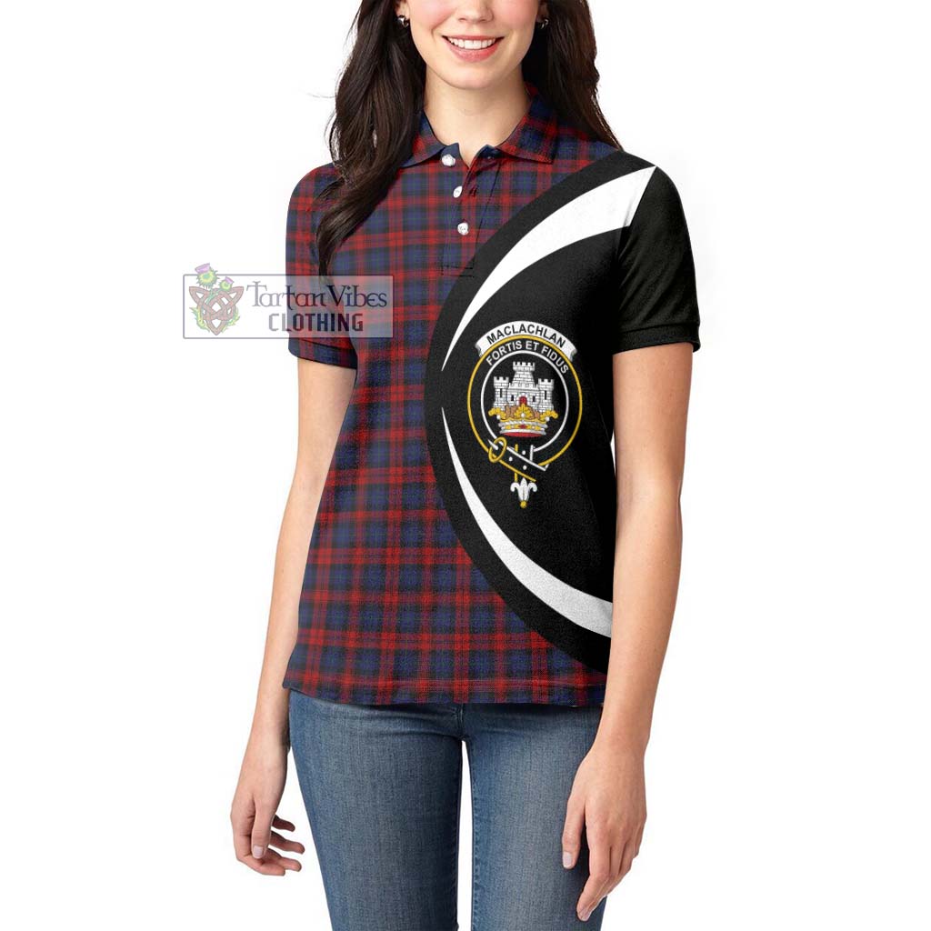 MacLachlan (McLachlan) Tartan Women's Polo Shirt with Family Crest Circle Style - Tartan Vibes Clothing