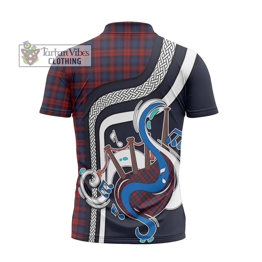 MacLachlan (McLachlan) Tartan Zipper Polo Shirt with Epic Bagpipe Style - Tartanvibesclothing Shop