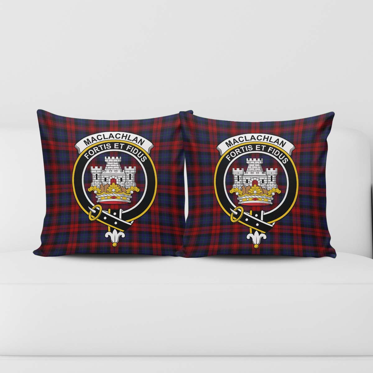 MacLachlan Tartan Pillow Cover with Family Crest - Tartanvibesclothing