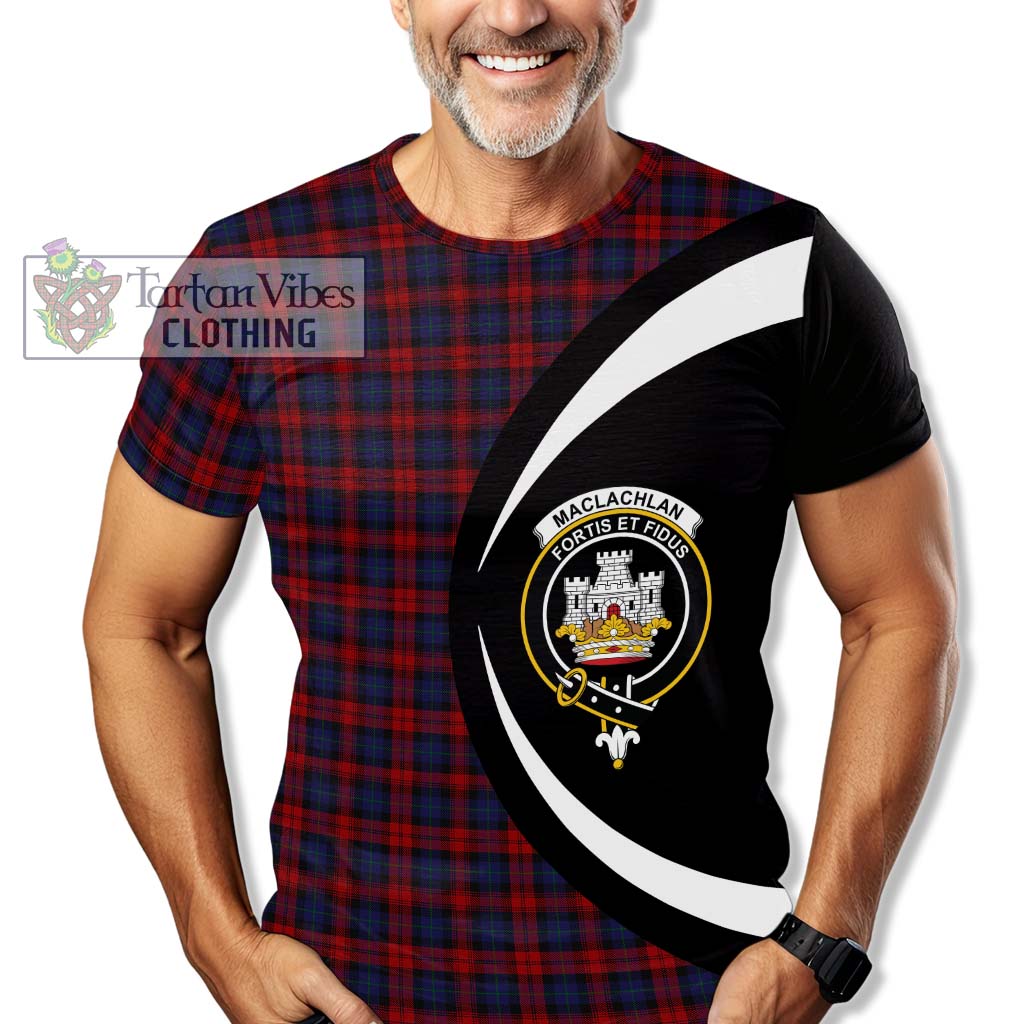 Tartan Vibes Clothing MacLachlan Tartan T-Shirt with Family Crest Circle Style