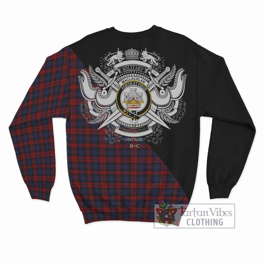 MacLachlan (McLachlan) Tartan Sweatshirt with Family Crest and Military Logo Style - Tartanvibesclothing Shop