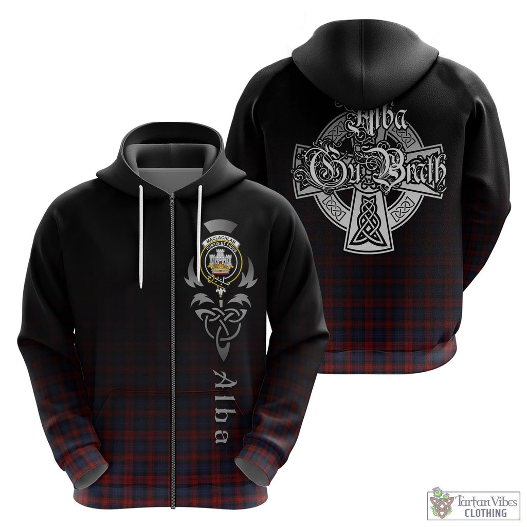 Tartan Vibes Clothing MacLachlan Tartan Hoodie Featuring Alba Gu Brath Family Crest Celtic Inspired