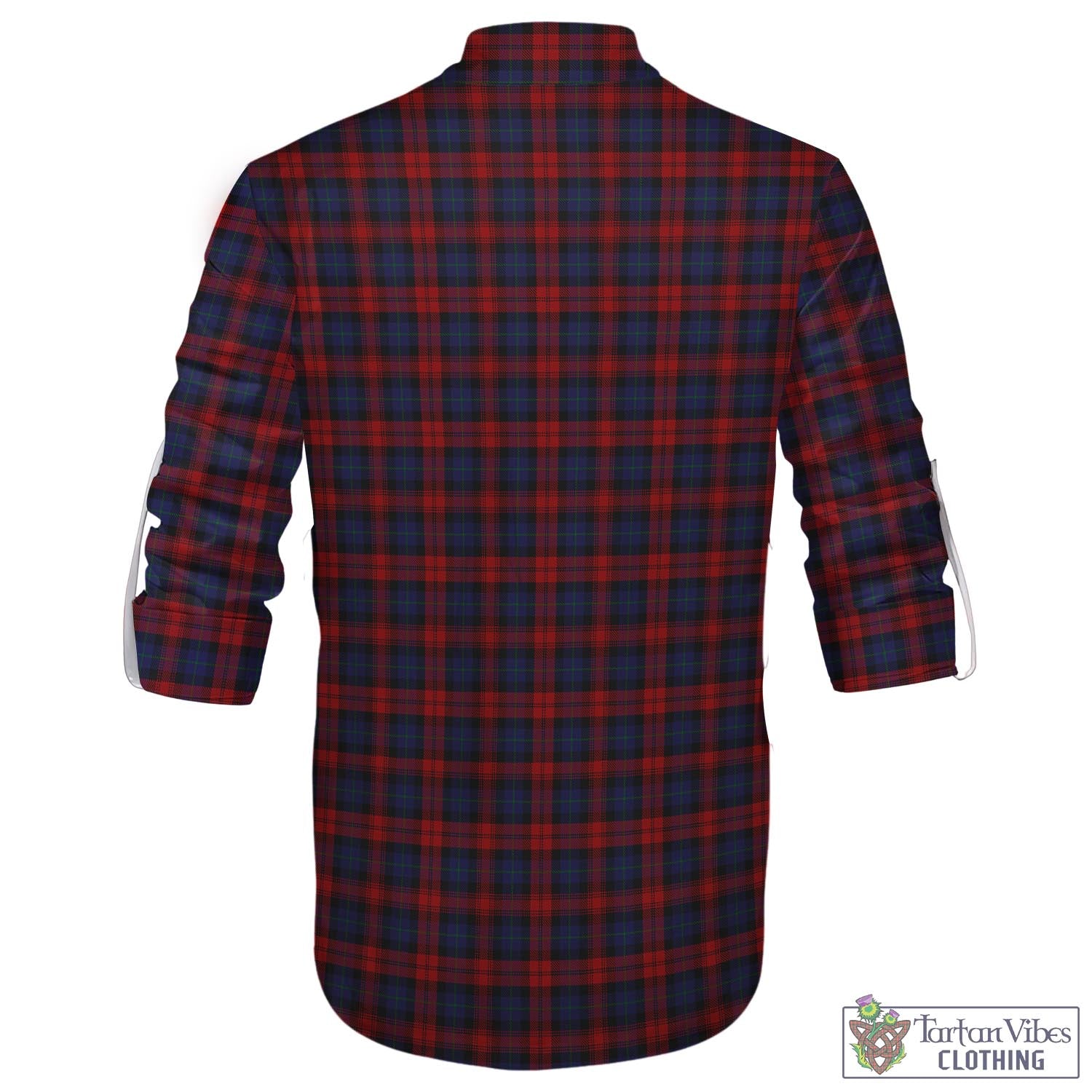 Tartan Vibes Clothing MacLachlan Tartan Men's Scottish Traditional Jacobite Ghillie Kilt Shirt with Family Crest