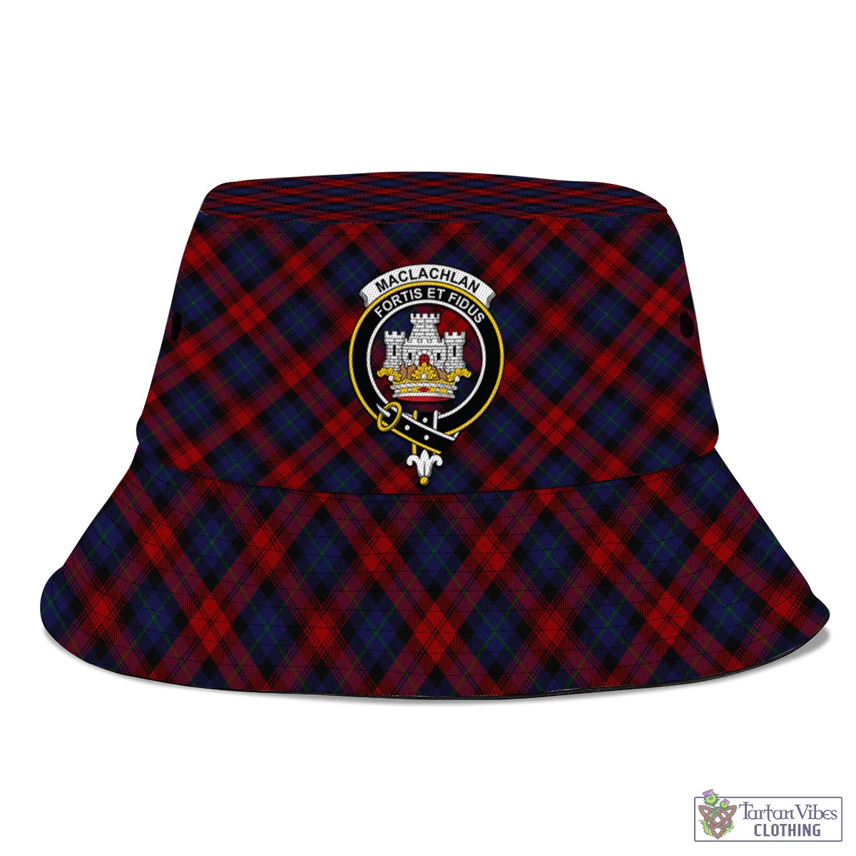 Tartan Vibes Clothing MacLachlan Tartan Bucket Hat with Family Crest