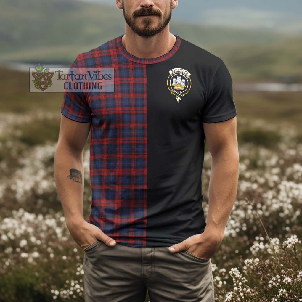 MacLachlan (McLachlan) Tartan T-Shirt with Family Crest and Half Of Me Style - Tartanvibesclothing Shop