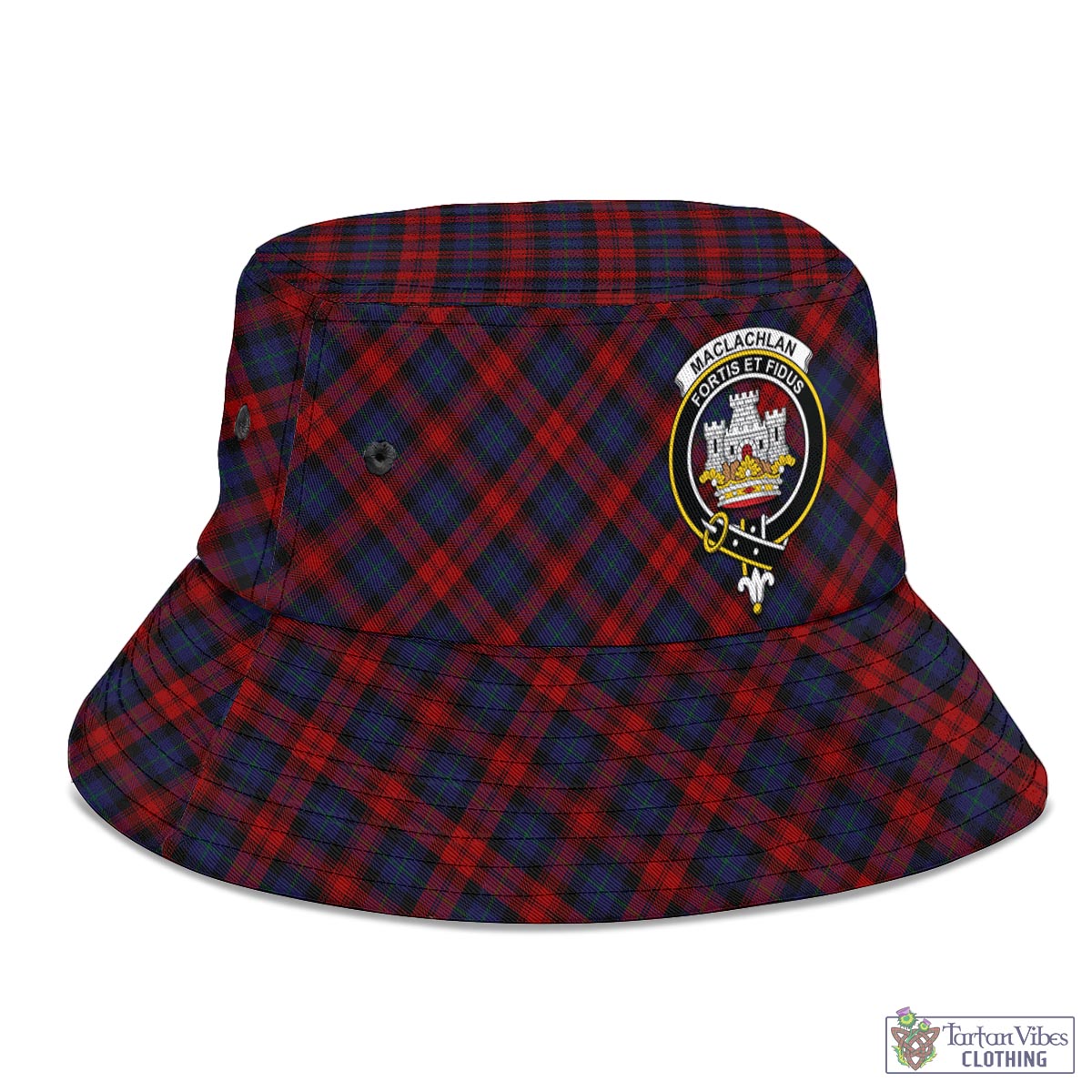 Tartan Vibes Clothing MacLachlan Tartan Bucket Hat with Family Crest