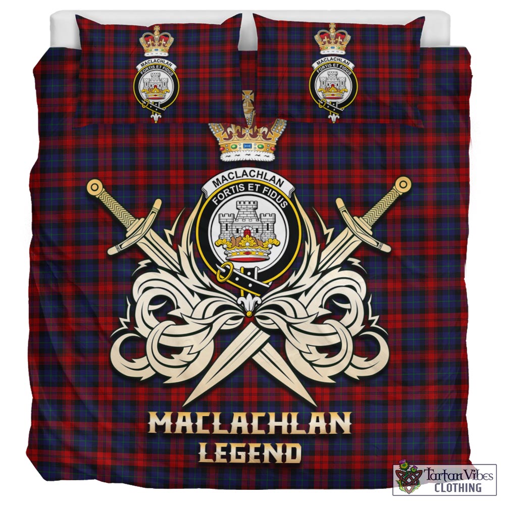 Tartan Vibes Clothing MacLachlan Tartan Bedding Set with Clan Crest and the Golden Sword of Courageous Legacy