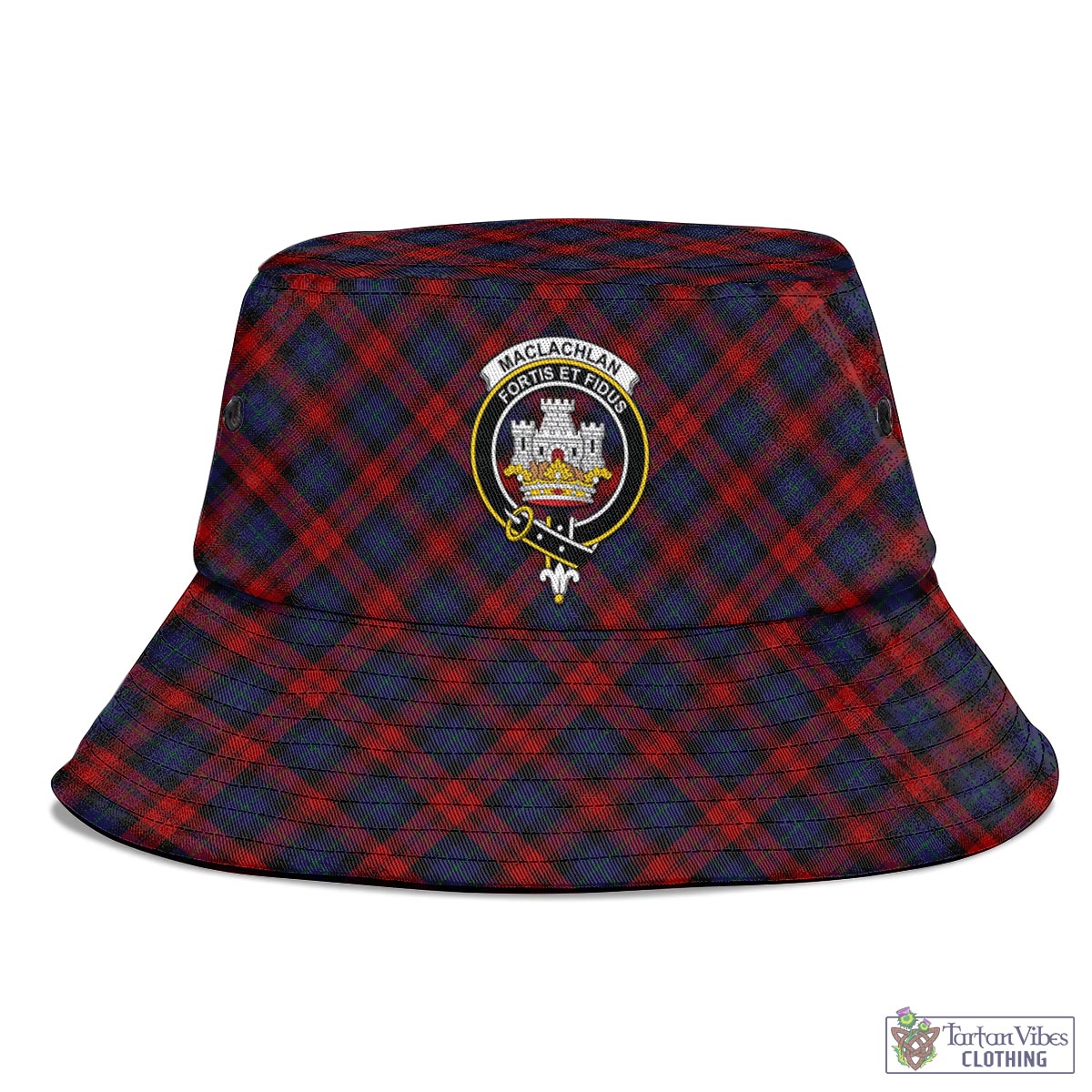 Tartan Vibes Clothing MacLachlan Tartan Bucket Hat with Family Crest