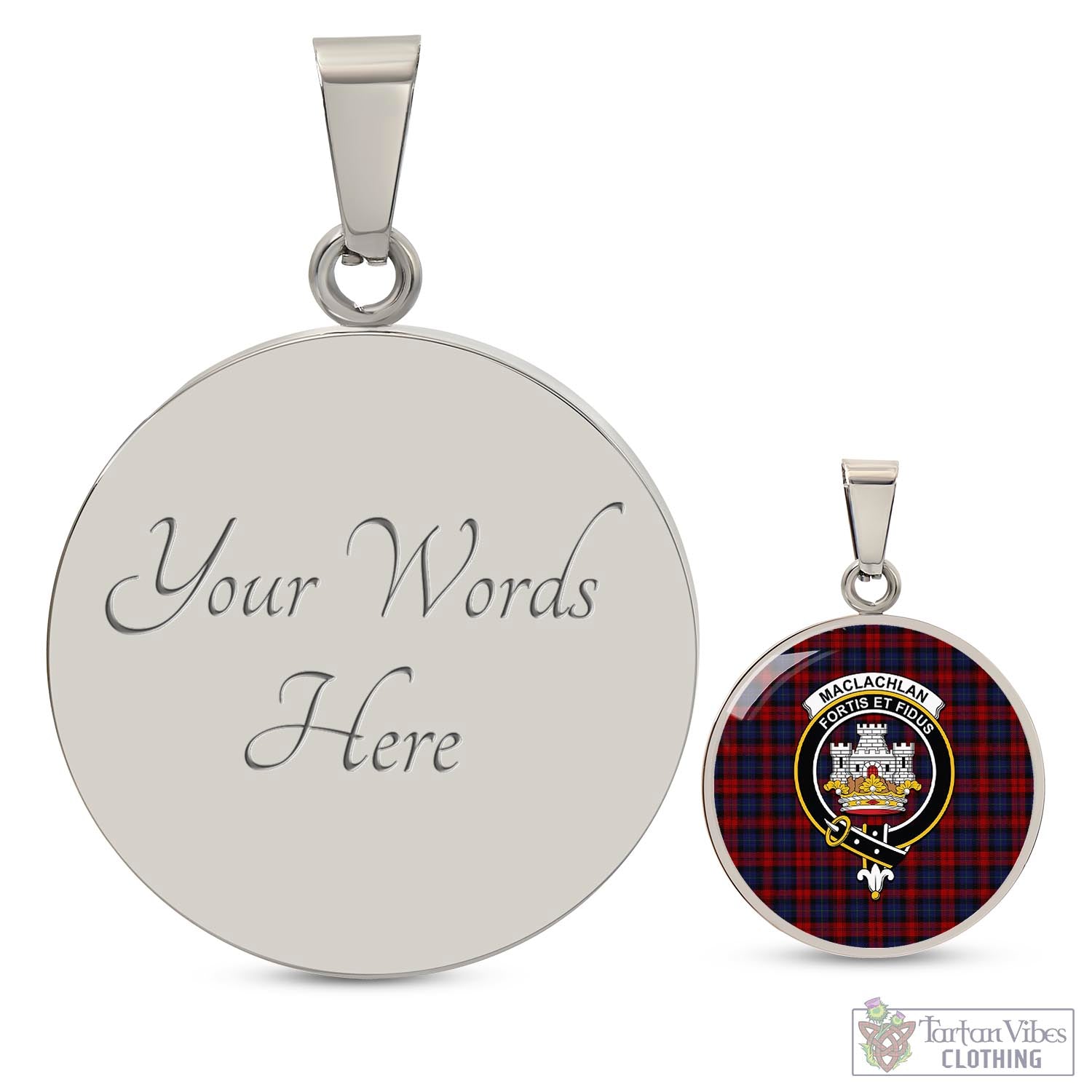 Tartan Vibes Clothing MacLachlan Tartan Circle Necklace with Family Crest