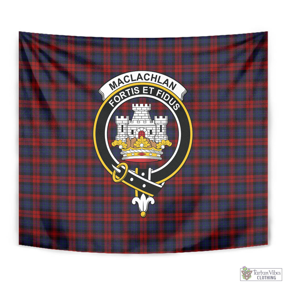 Tartan Vibes Clothing MacLachlan Tartan Tapestry Wall Hanging and Home Decor for Room with Family Crest