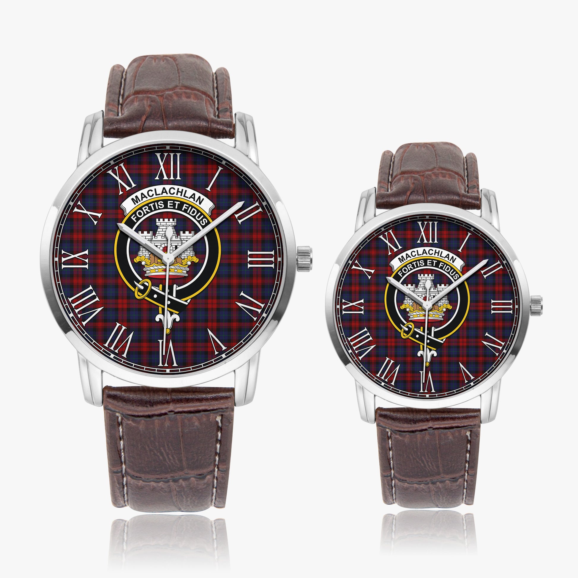 MacLachlan Tartan Family Crest Leather Strap Quartz Watch - Tartanvibesclothing