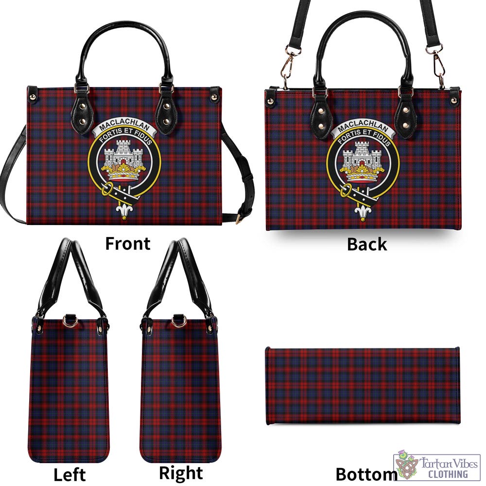 Tartan Vibes Clothing MacLachlan Tartan Luxury Leather Handbags with Family Crest