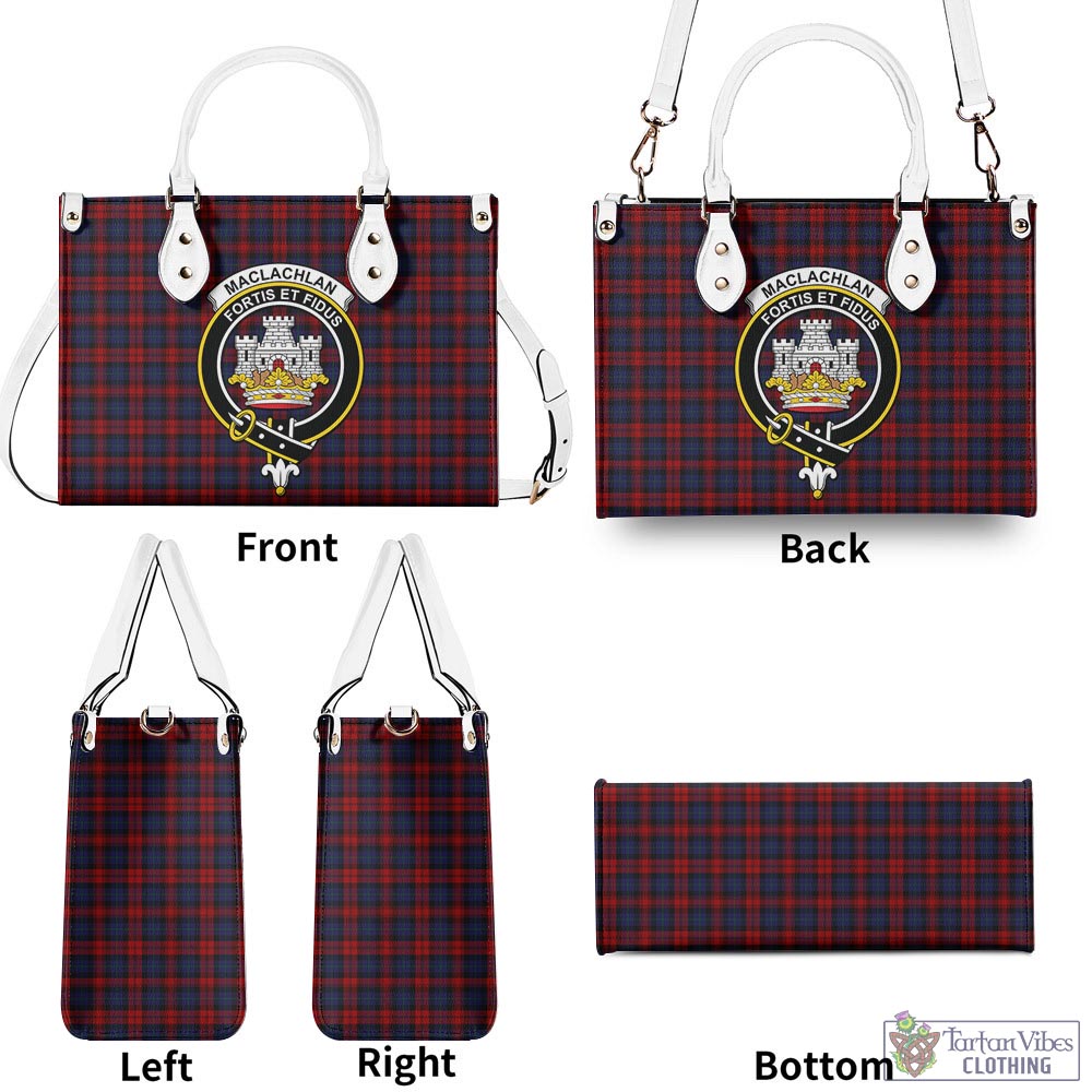 Tartan Vibes Clothing MacLachlan Tartan Luxury Leather Handbags with Family Crest