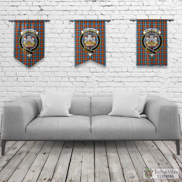 MacLachlan Ancient Tartan Gonfalon, Tartan Banner with Family Crest