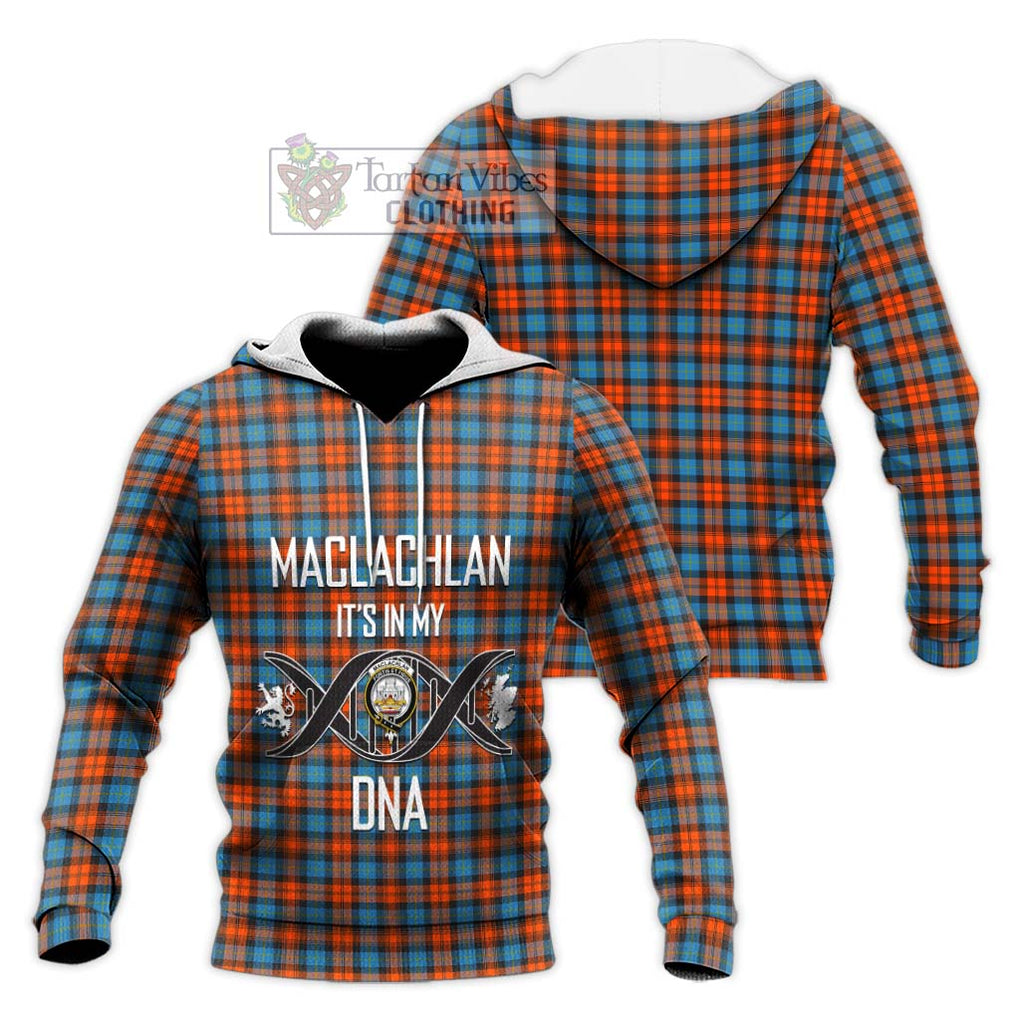 MacLachlan Ancient Tartan Knitted Hoodie with Family Crest DNA In Me Style Unisex Knitted Pullover Hoodie - Tartanvibesclothing Shop