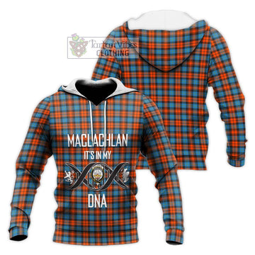 MacLachlan Ancient Tartan Knitted Hoodie with Family Crest DNA In Me Style