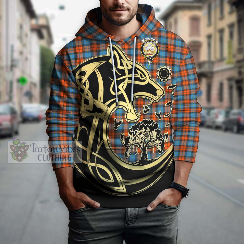 MacLachlan Ancient Tartan Hoodie with Family Crest Celtic Wolf Style Zip Hoodie - Tartan Vibes Clothing