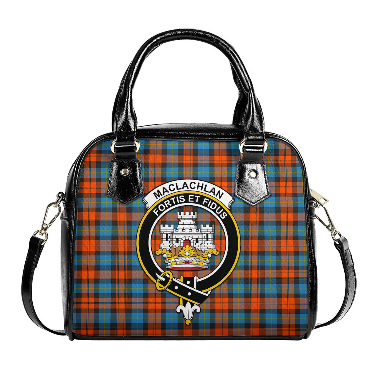 MacLachlan Ancient Tartan Shoulder Handbags with Family Crest One Size 6*25*22 cm - Tartanvibesclothing