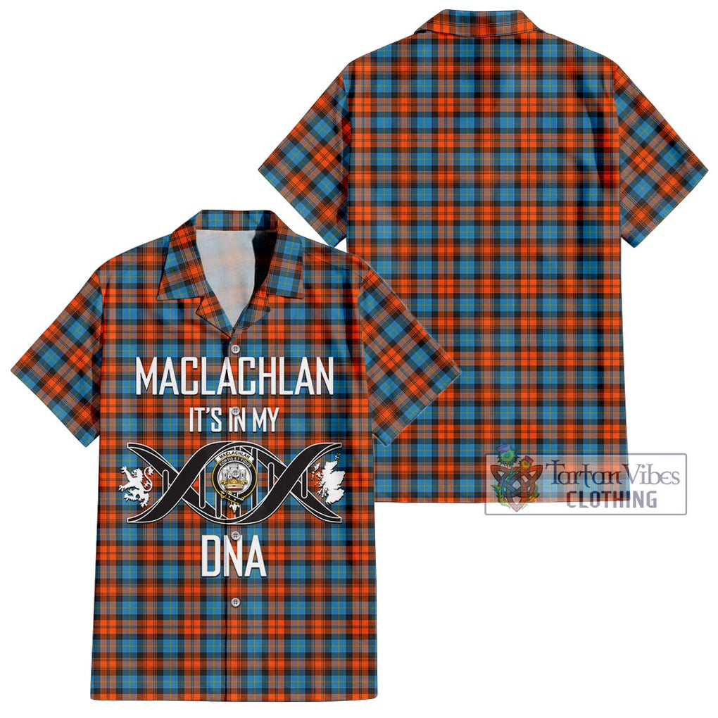 MacLachlan Ancient Tartan Short Sleeve Button Shirt with Family Crest DNA In Me Style Kid - Tartanvibesclothing Shop