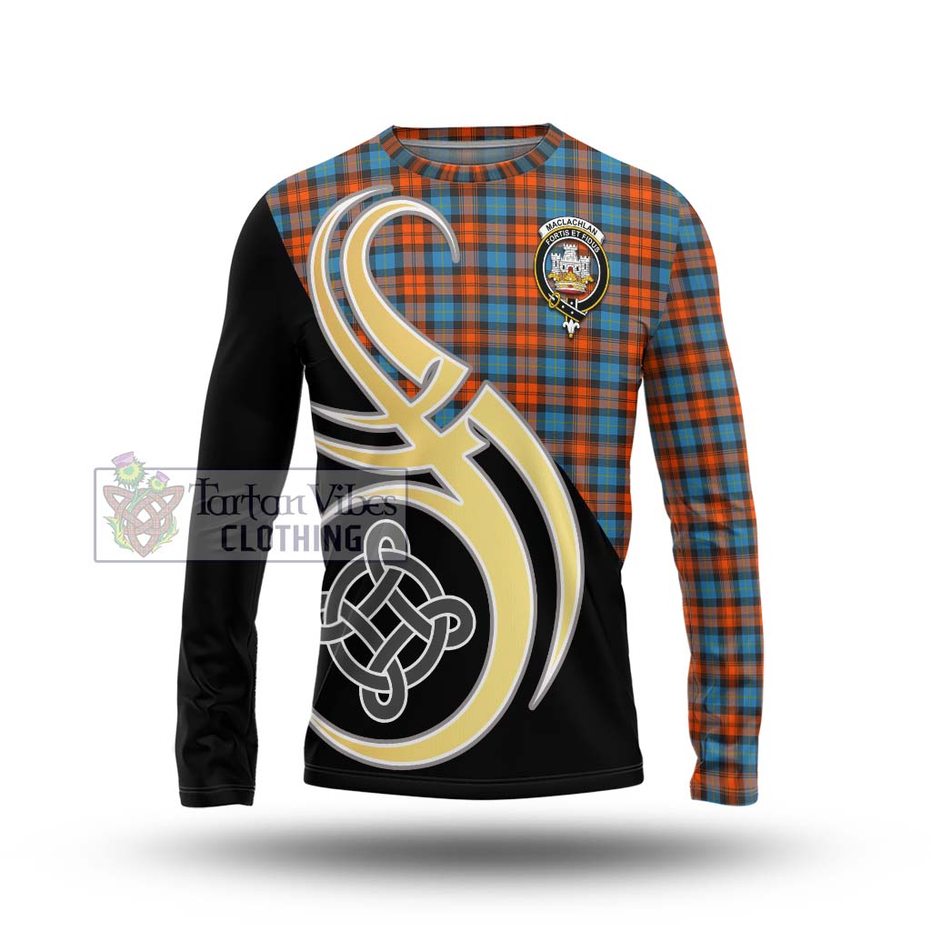 MacLachlan Ancient Tartan Long Sleeve T-Shirt with Family Crest and Celtic Symbol Style Unisex - Tartan Vibes Clothing