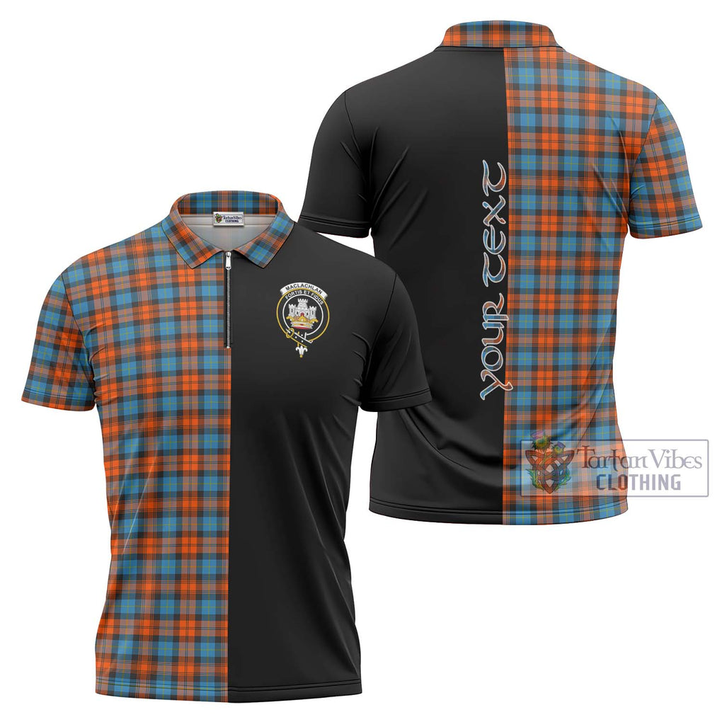 MacLachlan Ancient Tartan Zipper Polo Shirt with Family Crest and Half Of Me Style Unisex - Tartanvibesclothing Shop