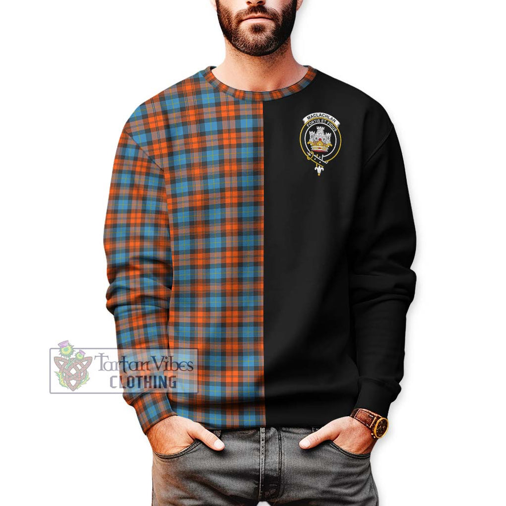 MacLachlan Ancient Tartan Sweatshirt with Family Crest and Half Of Me Style Unisex - Tartanvibesclothing Shop