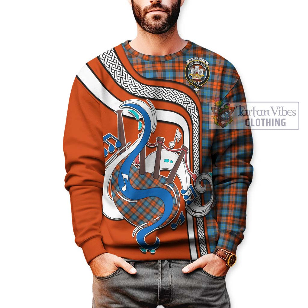 Tartan Vibes Clothing MacLachlan Ancient Tartan Sweatshirt with Epic Bagpipe Style