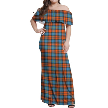 MacLachlan Ancient Tartan Off Shoulder Long Dress