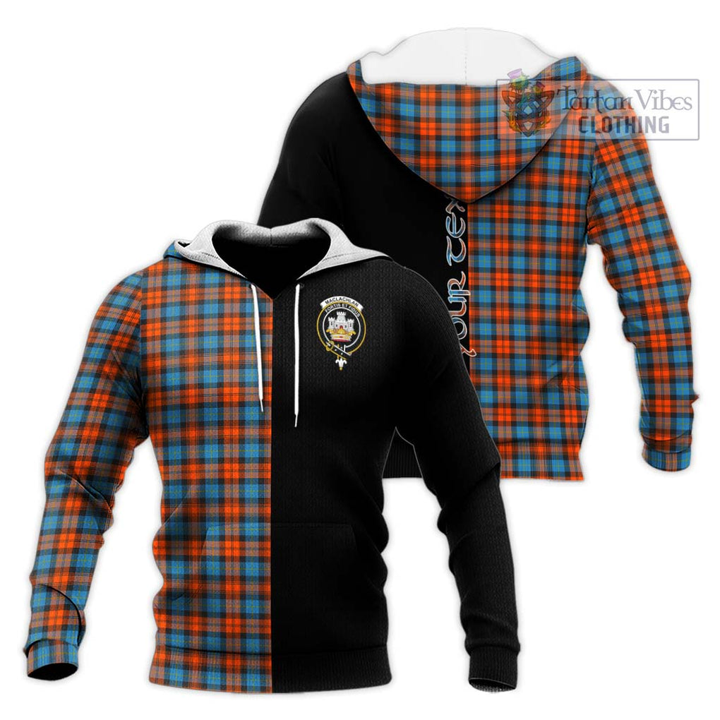 MacLachlan Ancient Tartan Knitted Hoodie with Family Crest and Half Of Me Style Unisex Knitted Pullover Hoodie - Tartanvibesclothing Shop