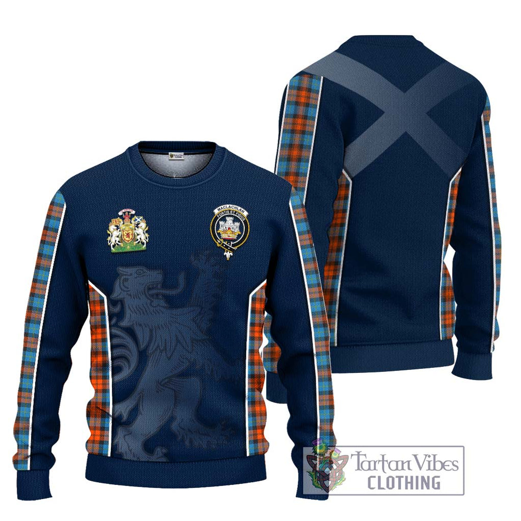 MacLachlan Ancient Tartan Knitted Sweater with Family Crest and Lion Rampant Vibes Sport Style Unisex - Tartan Vibes Clothing