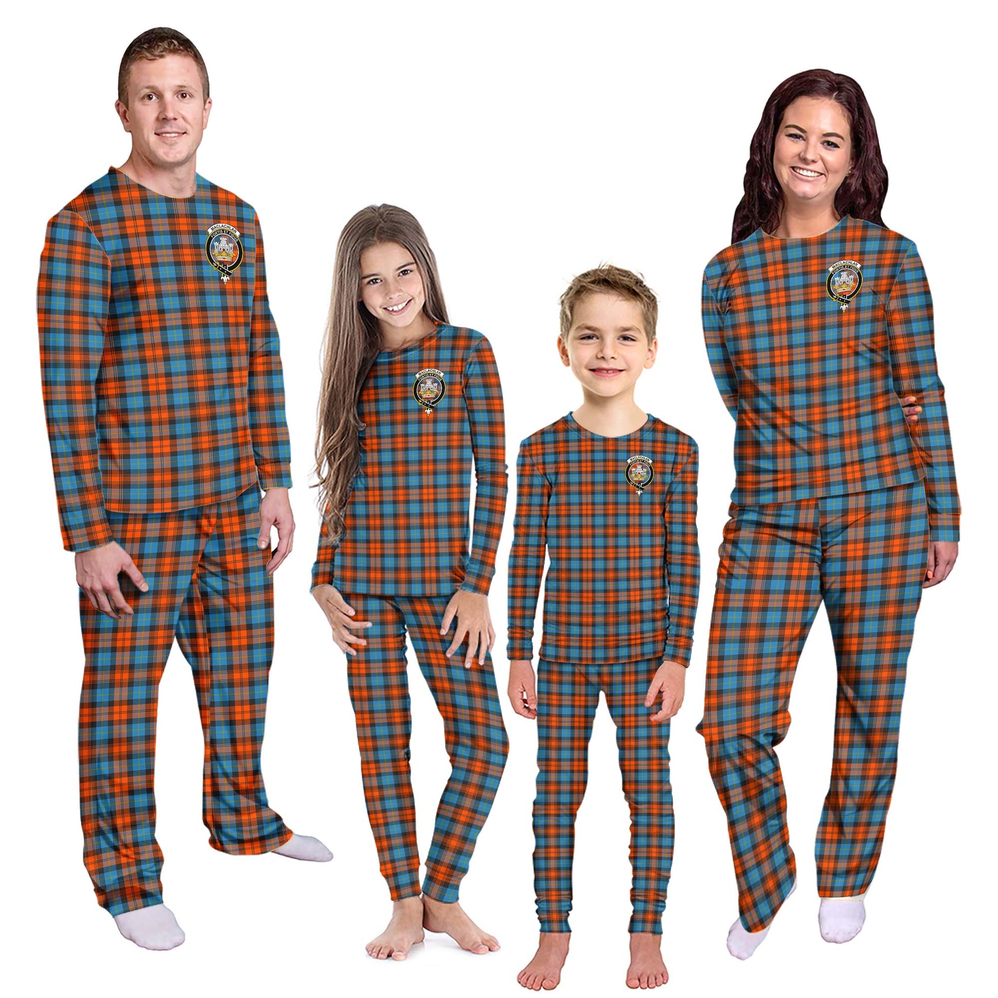 MacLachlan Ancient Tartan Pajamas Family Set with Family Crest - Tartanvibesclothing