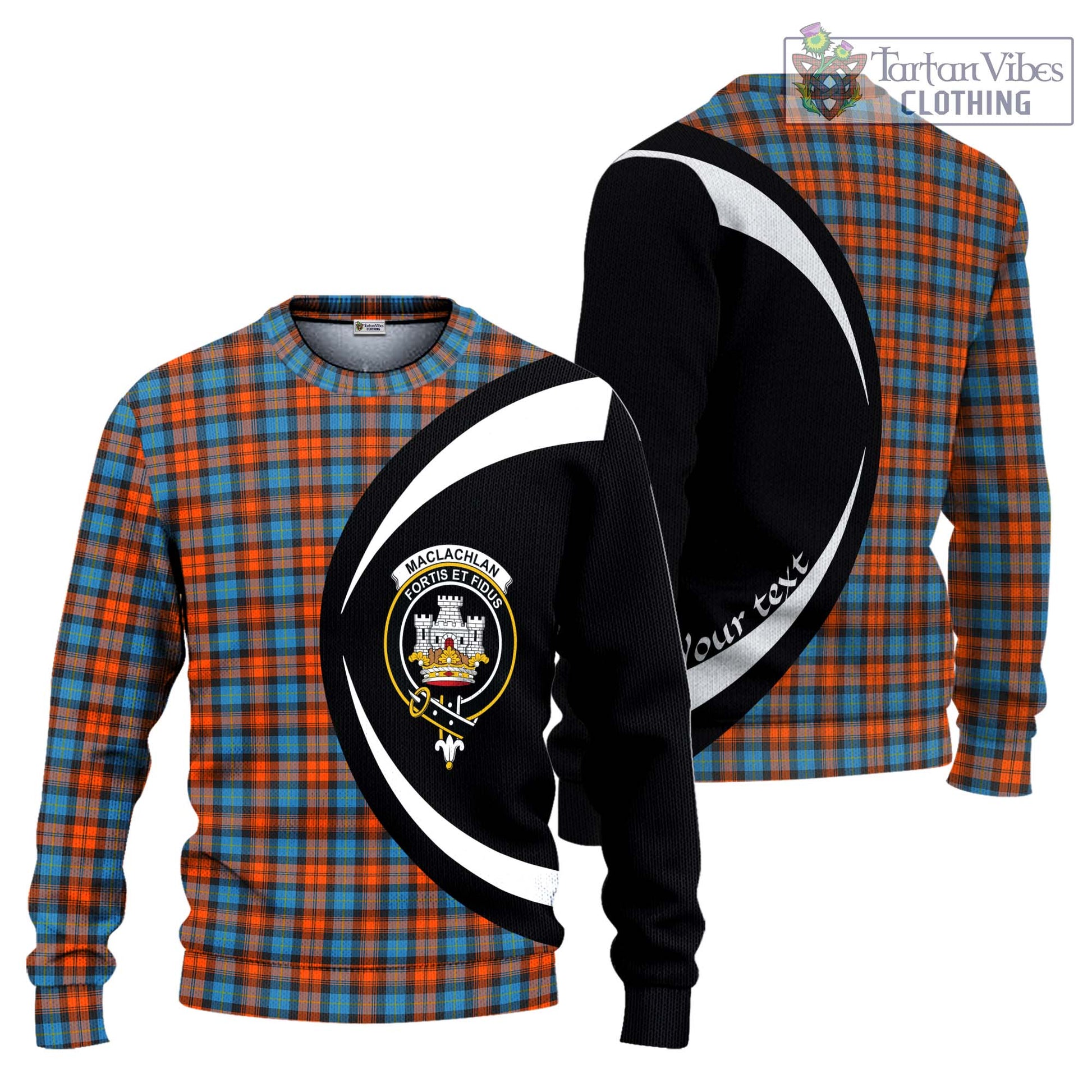 MacLachlan Ancient Tartan Knitted Sweater with Family Crest Circle Style Unisex - Tartan Vibes Clothing