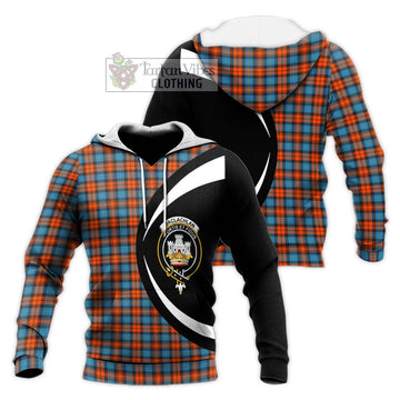 MacLachlan Ancient Tartan Knitted Hoodie with Family Crest Circle Style