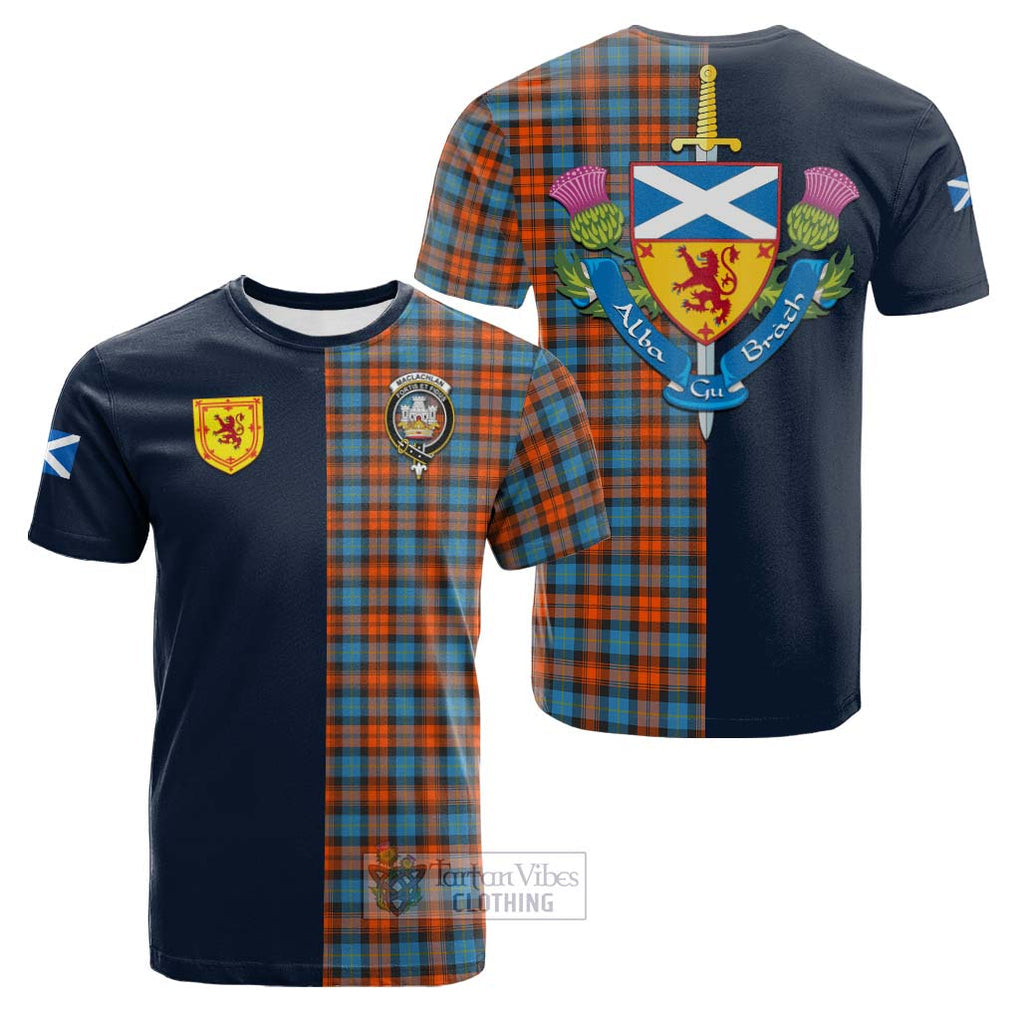 Tartan Vibes Clothing MacLachlan Ancient Tartan Cotton T-shirt with Scottish Lion Royal Arm Half Style